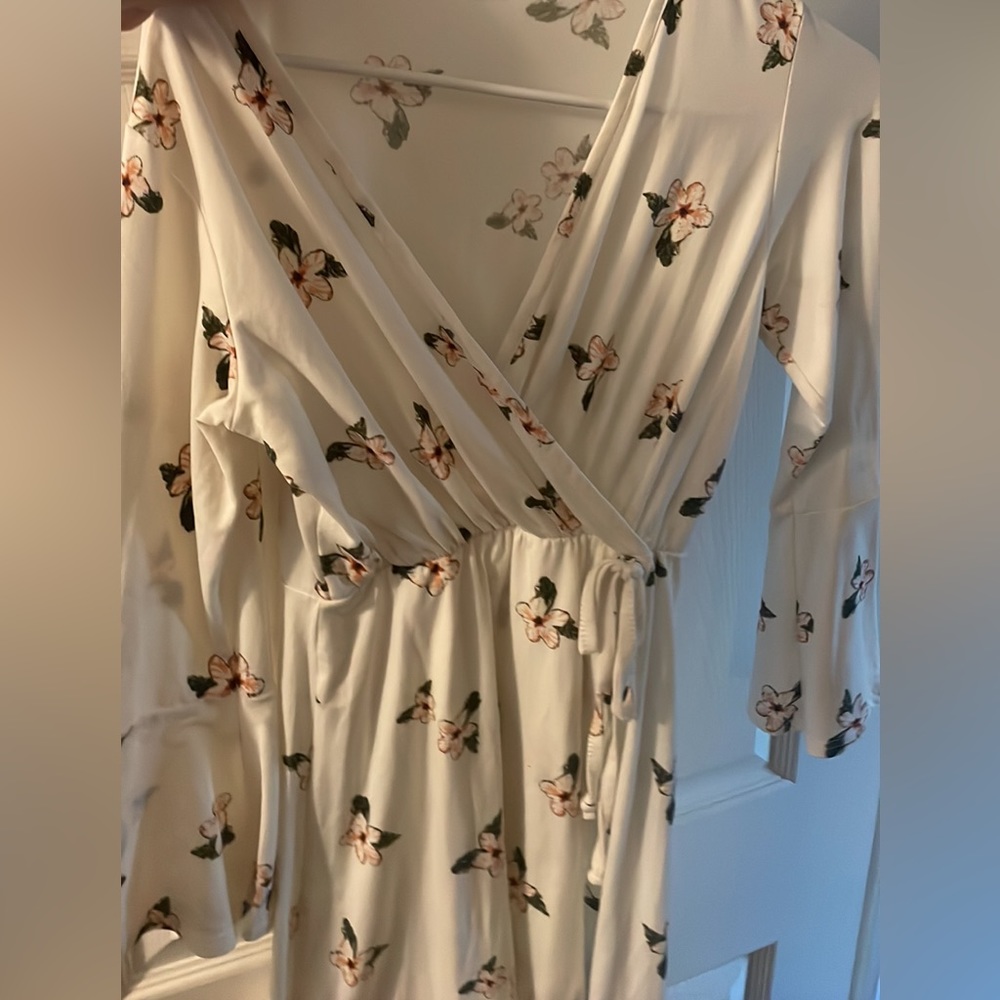 Off White long sleeve dress with small floral
